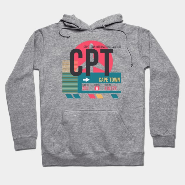 Cape Town (CPT) Airport Code Baggage Tag Hoodie by SLAG_Creative